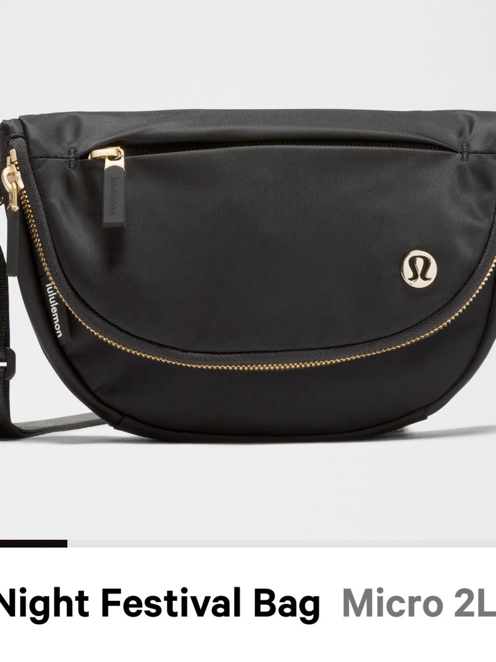 lululemon Night Festival Black Crossbody with Gold Hardware